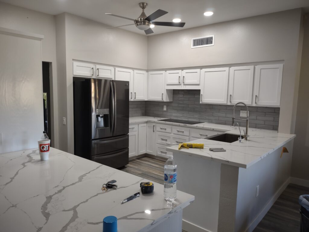 Kent is out top remodeling contractor in Greater Phoenix. He built all the cabinets and counters for this kitchen remodel in Sun City AZ.